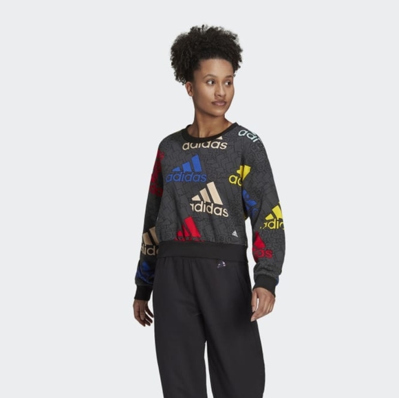 Adidas multicolored cropped logo sweatshirt NEW - Picture 5 of 5